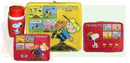 Charlie Brown Snoopy Peanuts Cartoon Metal Lunch Box and Yellow